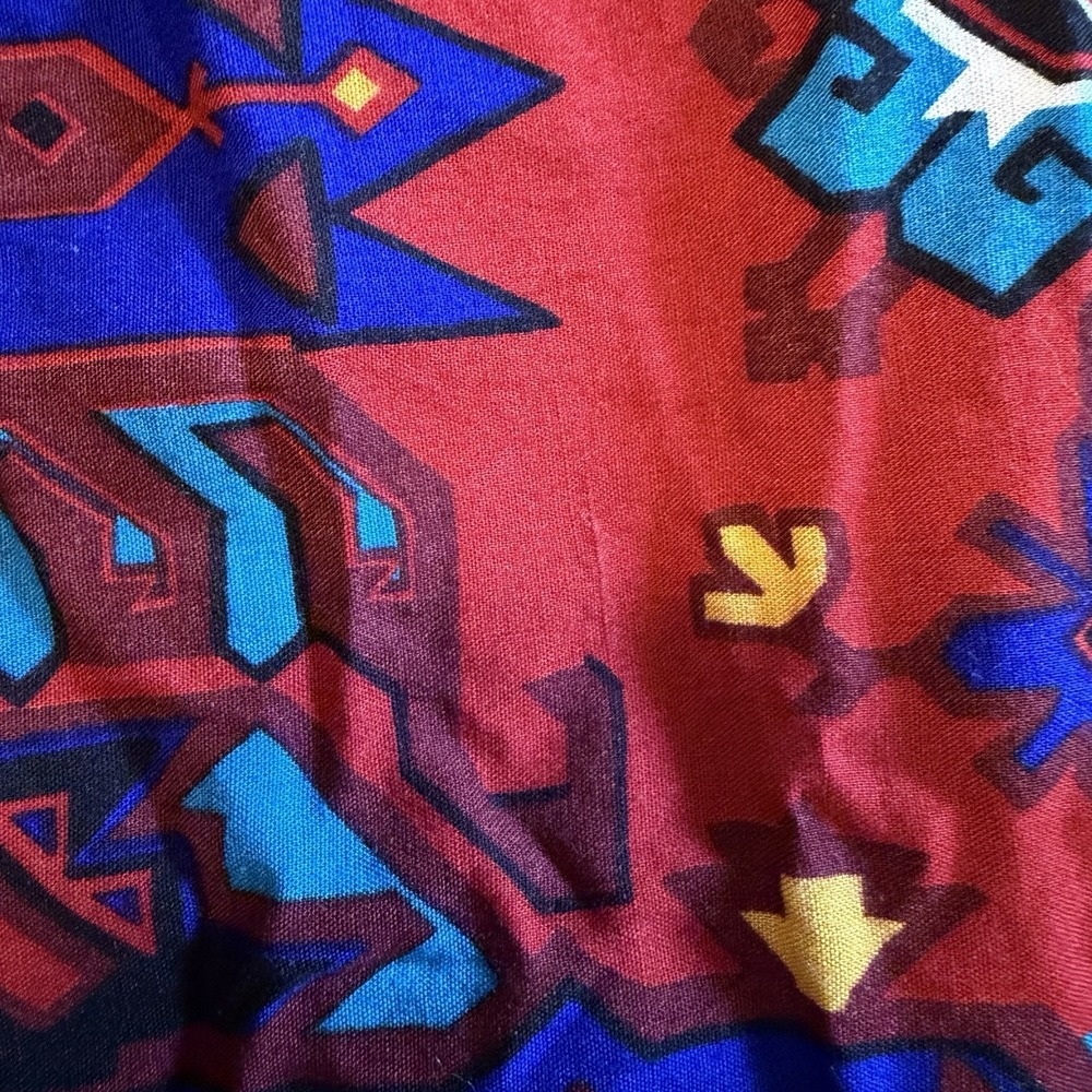 VTG Worthington Large Southwest Artsy Abstract Hippie Maxi Skirt Red 90s Pockets - Picture 10 of 10